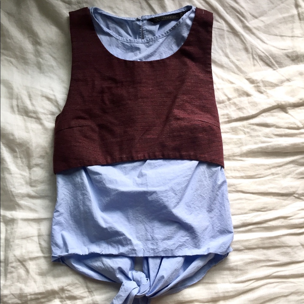 ZARA Poplin Crop Top Combo Blouse